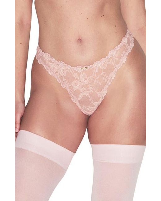 Skims Pink Stretch Lace Dipped Thong