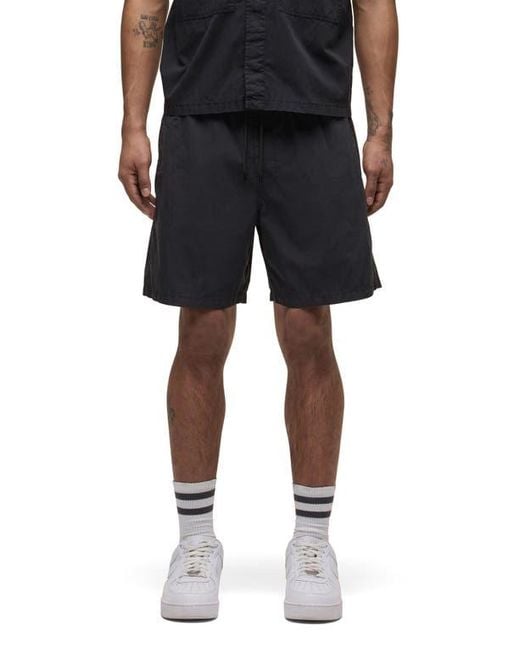 Hudson Black Cotton Blend Drawstring Shorts for men