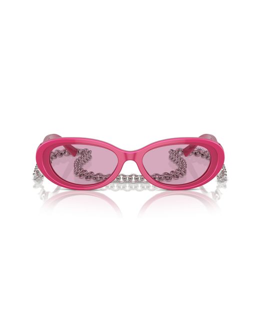 Tiffany & Co Pink 54mm Oval Sunglasses With Chain