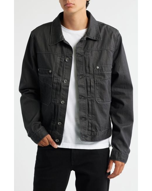 Level 7 Black Coated Denim Jacket for men