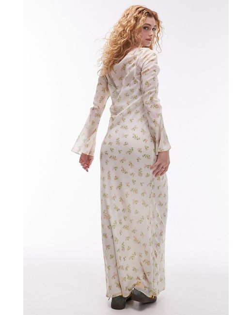 TOPSHOP White Floral Long Sleeve Maxi Dress