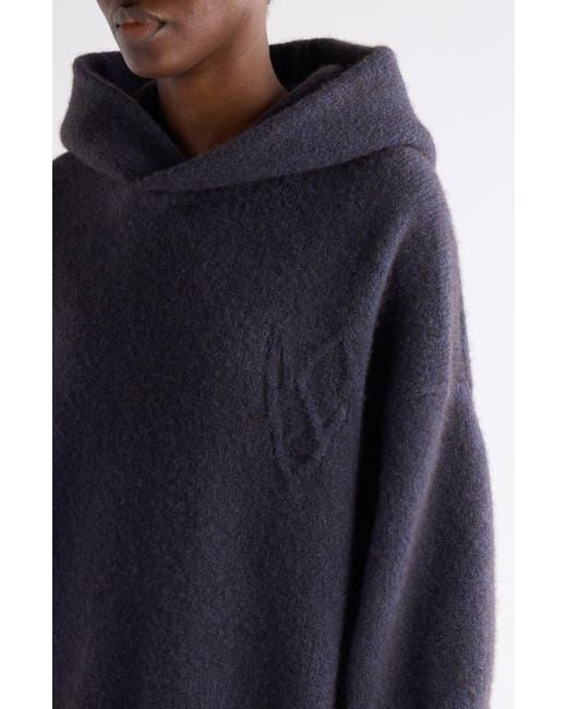 Acne Blue Krisp Layered Yak Hair & Alpaca Blend Sweater Hoodie