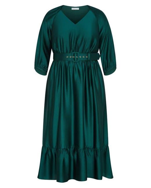 City Chic Green Betty Belted Midi Dress