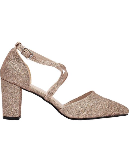 Forever & Always Shoes Pink Sina Criss Cross High Block Heels