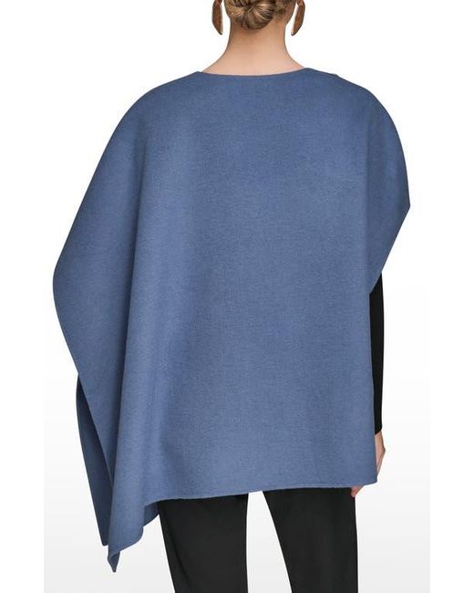 Donna Karan Blue Wool Blend Cape
