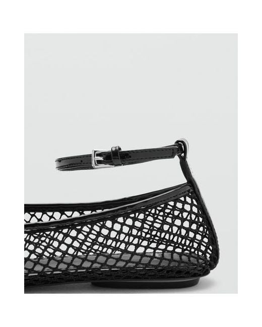 Mango Black Ankle Strap Ballet Flat