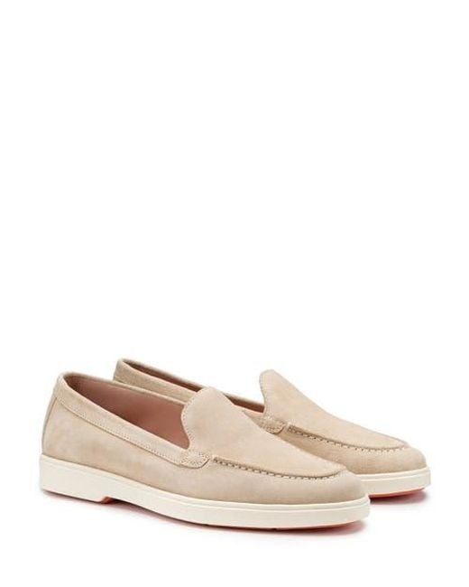 Santoni White Suede Loafer