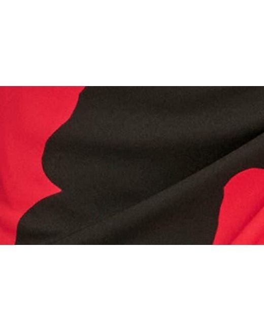 Donna Karan Red Bar Long Sleeve Faux Wrap Jersey Midi Dress