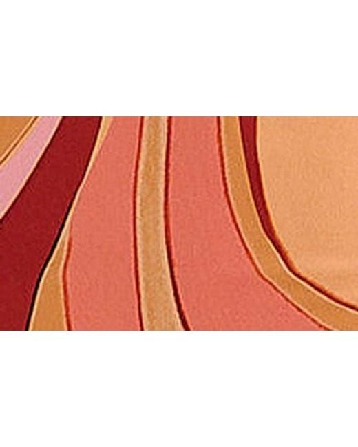 House Of Cb Orange Lumira Print Ruffle Gown