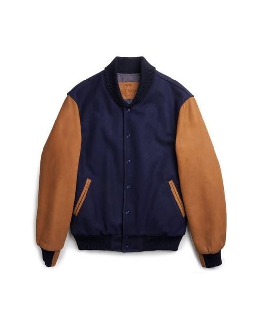 Last Wolf Blue Baker Mount Varsity Jacke for men