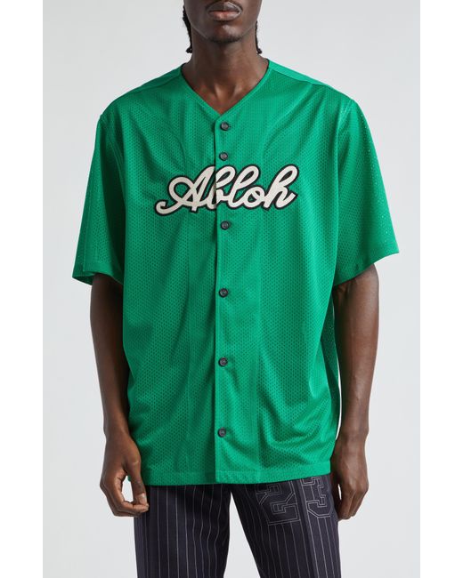 Off-White c/o Virgil Abloh Green Baseball Mesh Short Sleeve Button-up Shirt for men