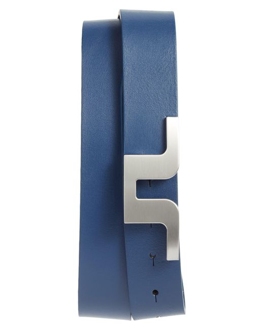 J.Lindeberg Blue Bridger Leather Belt for men