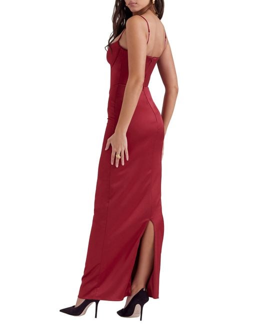 House Of Cb Red Stefania Underwire Corset Bodice Satin Gown