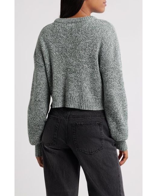 PacSun Gray Micah Marled Crop Cotton Blend Rib Sweater