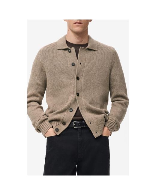 Mango Brown Wool Blend Cardigan for men