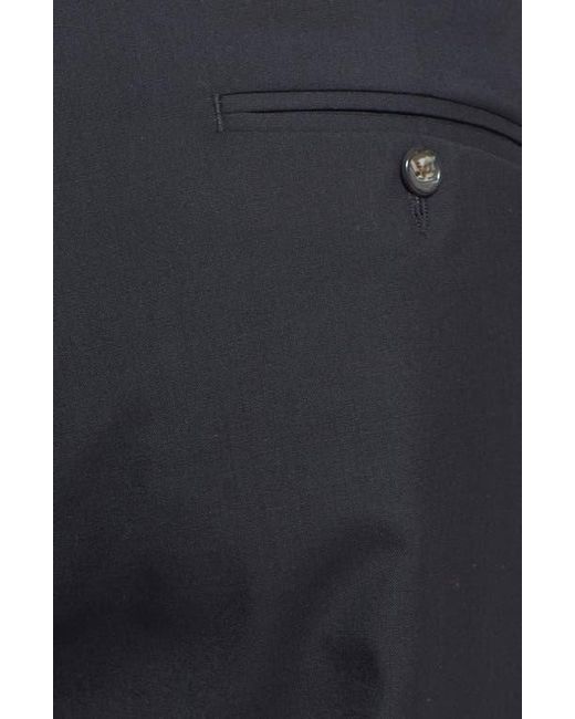 Berle Blue Self Sizer Waist Plain Weave Pleated Washable Trousers for men