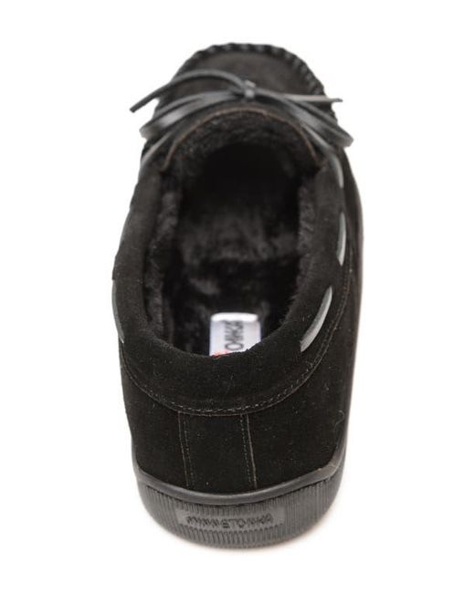 Minnetonka Black Lined Hardsole Slipper for men