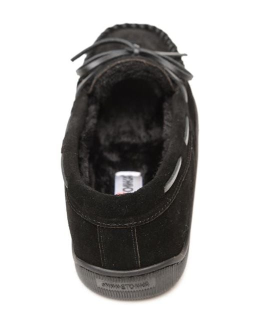 Minnetonka Black Lined Hardsole Slipper for men