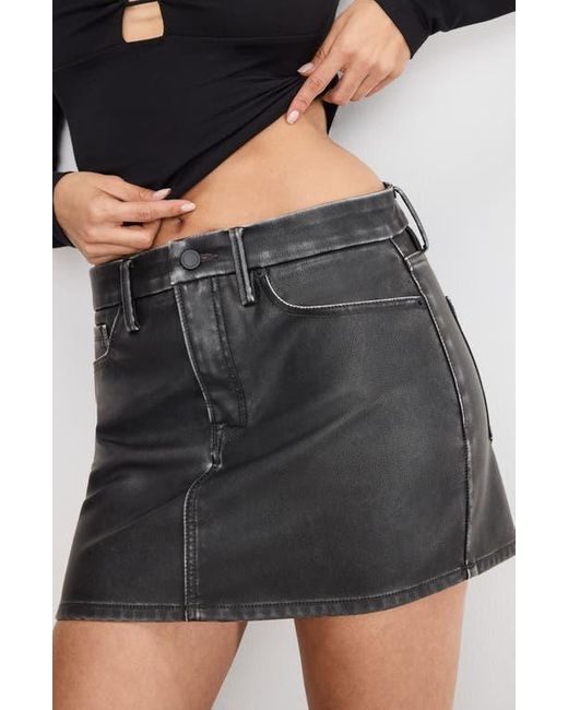 GOOD AMERICAN Black '90S Faux Leather Miniskirt