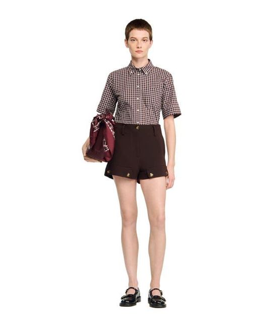 Sandro Brown Buttoned Carpenter Shorts