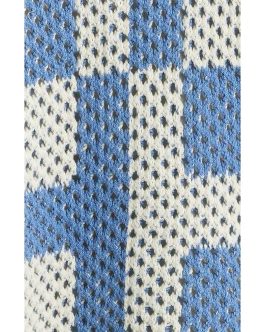 Honor The Gift Blue Fringe Open Stitch Button-Up Shirt for men