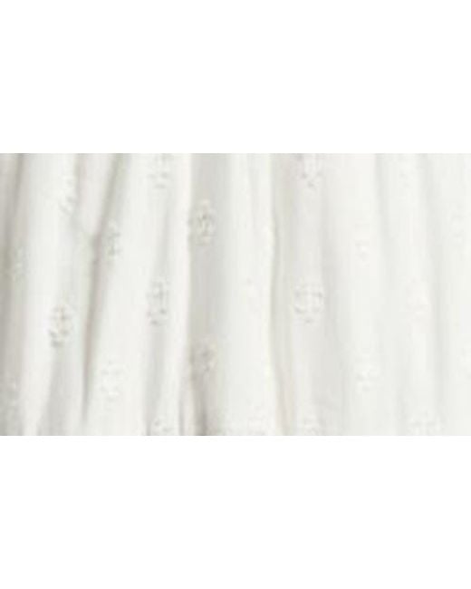 Treasure & Bond White Shirred Cotton Blend Jacquard Sundress