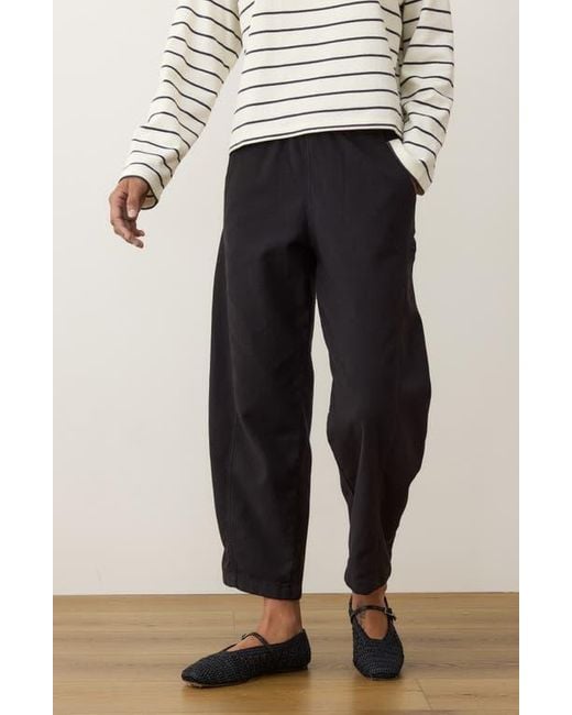 Marine Layer Black Jessie Pull-On Barrel Leg Twill Pants
