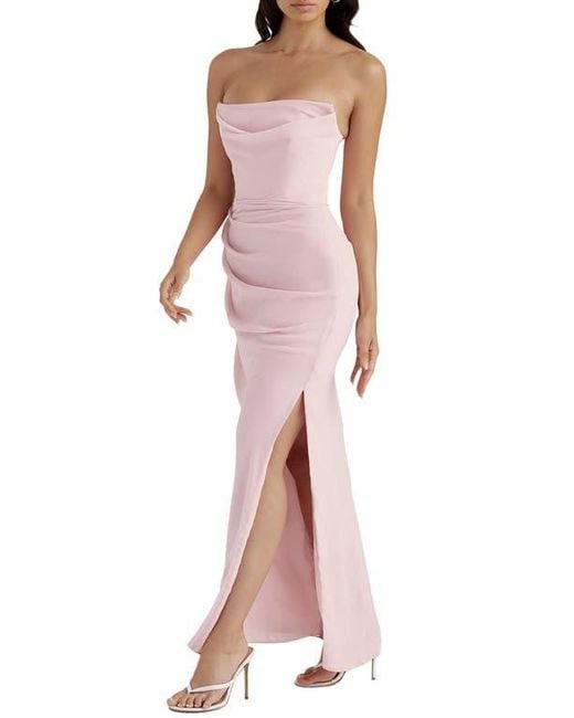 House Of Cb Multicolor Adrienne Satin Strapless Gown