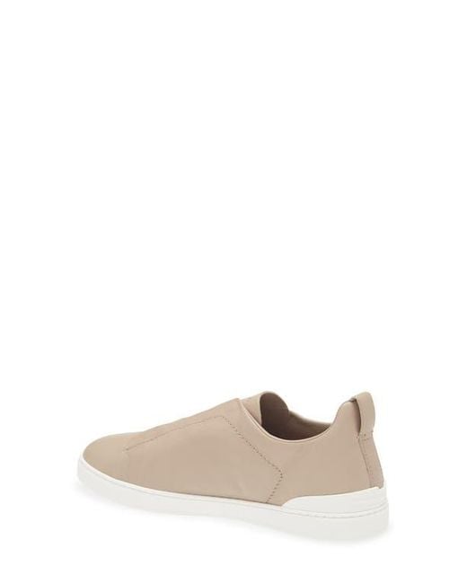 Zegna Natural Triple Stitch Slip-On Sneaker for men