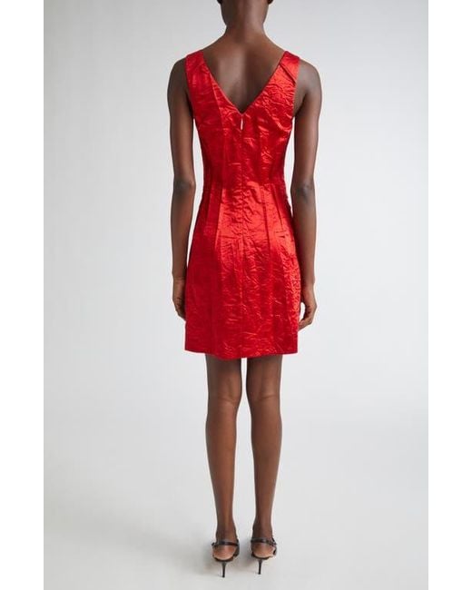 Jason Wu Red V-Neck Crushed Satin Minidress