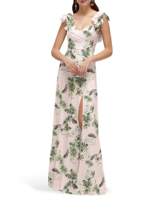 After Six Natural Ruffle Strap Gown