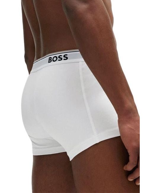 Boss White 3-Pack Power Stretch Cotton Boxer Briefs for men