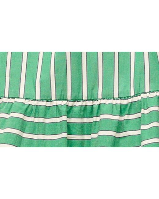 Staud Green Marlowe Stripe Stretch Shift Minidress