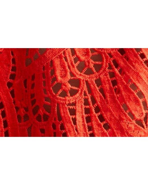 Farm Rio Red Toucan Guipure Lace Sleeveless Crop Top