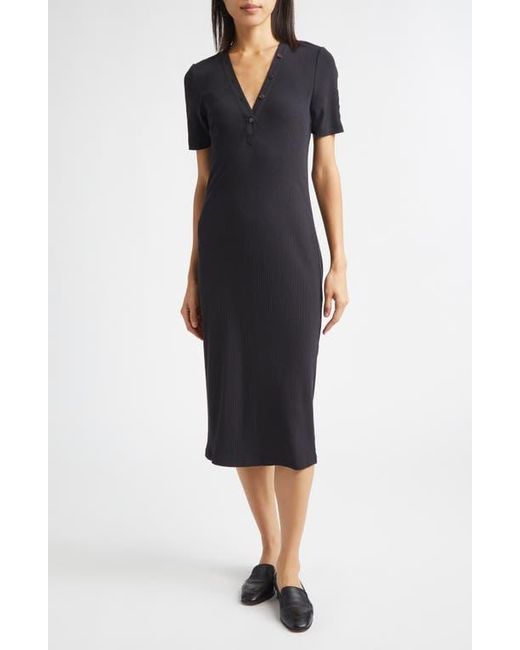 10 Crosby Derek Lam Black Damiana Henley Rib Midi Dress
