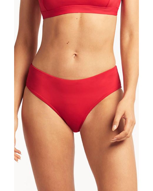 Sea Level Red Mid Bikini Bottoms