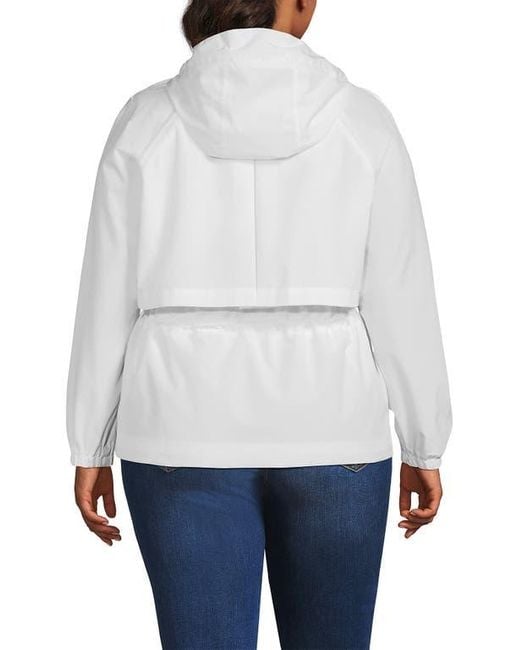 Lands' End White Plus Size Squall Packable Rain Jacket