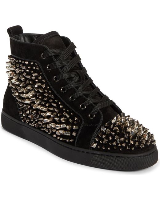 Christian Louboutin Black Louis Riptilis Spikes High Top Sneaker for men