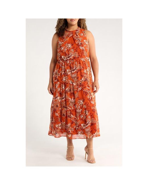 Julia Jordan Red Sleeveless Mock Neck Maxi Dress