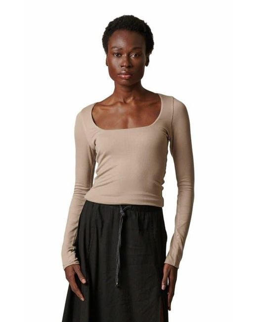LEISURE LAB Natural Long Sleeve Rib Shirt