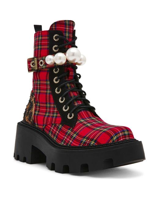 Betsey Johnson Red Jonnie Lug Sole Boot