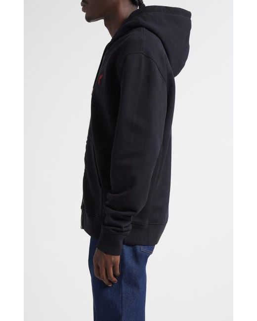 AMI Blue Ami De Coeur Logo Embroidered Zip Hoodie for men