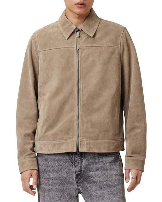 AllSaints Brown Rhone Suede Jacket for men