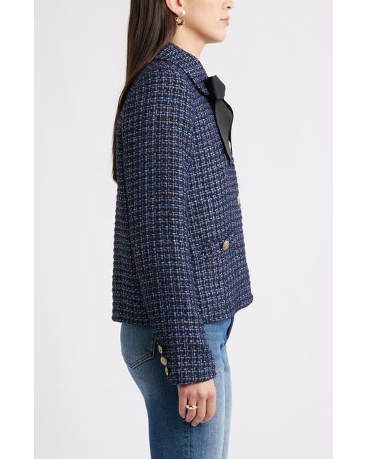 Caslon Blue Tweed Bow Jacket