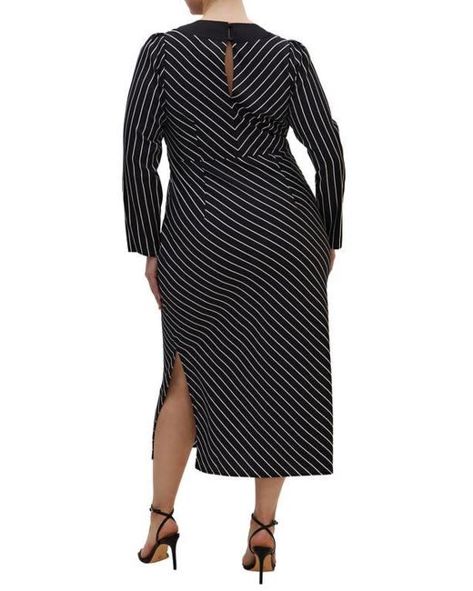 City Chic Lana Border Print Long Sleeve Maxi Dress in Black | Lyst