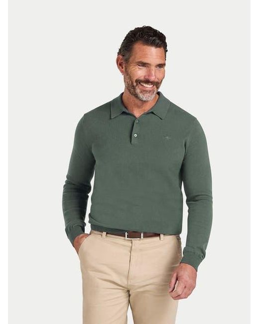 Raging Bull Green Long Sleeve Knitted Polo Shirt for men