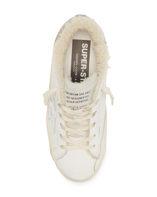 Golden Goose Deluxe Brand White Super-star Genuine Shearling Low Top Sneaker