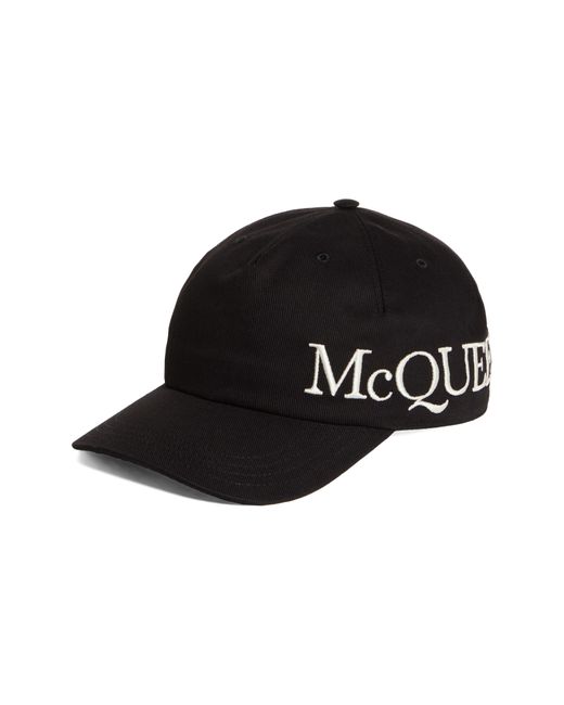 Alexander McQueen Black Oversized Logo Hat for men