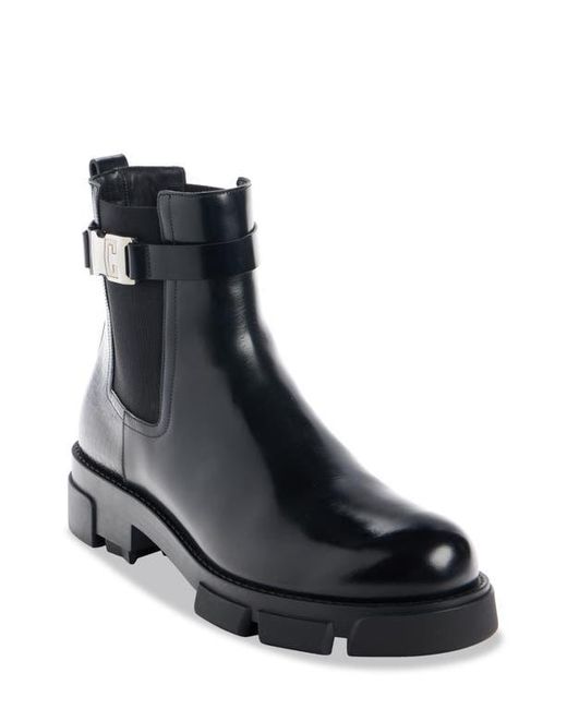 Givenchy Black Terra 4G Buckle Lug Sole Chelsea Boot for men