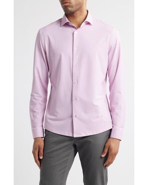 Stone Rose Pink Techno Stretch Solid Performance Button-Up Shirt for men
